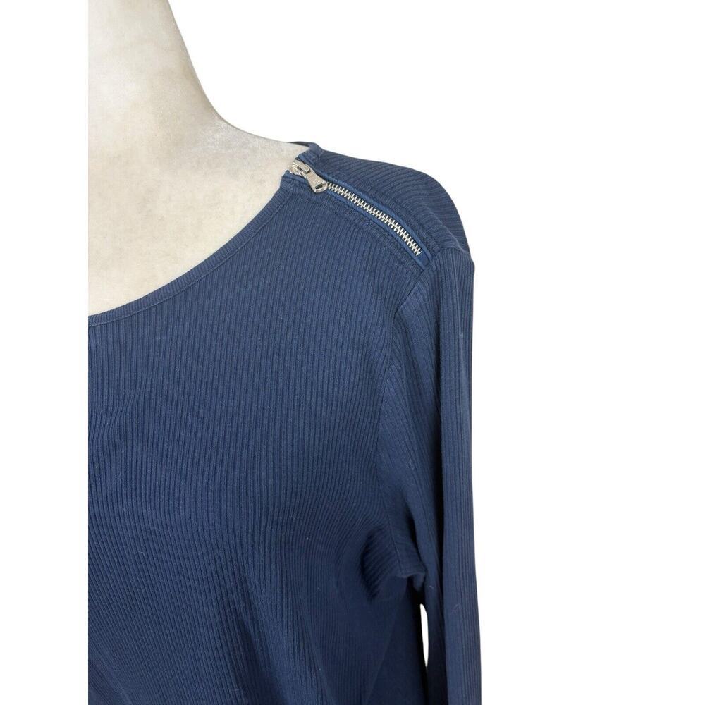 Ralph Lauren Top Womens Size 1X Navy Ribbed Zipper Sophisticated Boat Neck Knit‎ - Picture 4 of 11